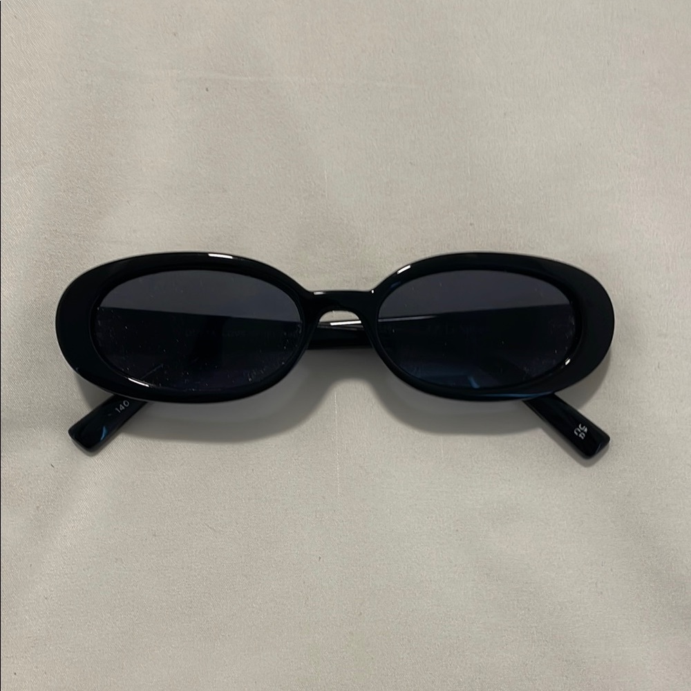 Le Specs Black Retro Oval Sunglasses